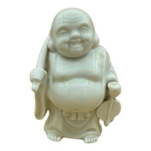 Lenwile Ardalt Verithin White Laughing 6” Buddha Figurine Fine China Japan